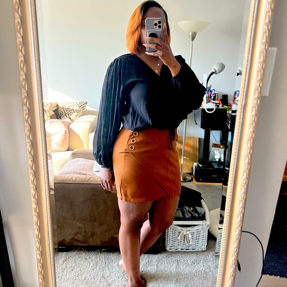 Tan faux suede skirt
